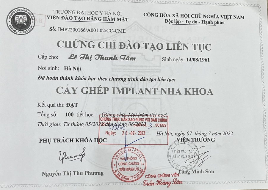 Bác sĩ Lê Thị Thanh Tâm