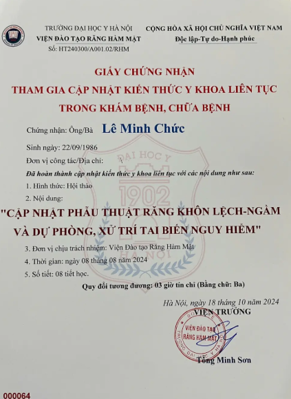 Bác sĩ Lê Minh Chức