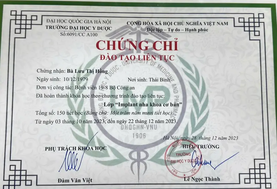 Bác sĩ Lưu Thị Hồng