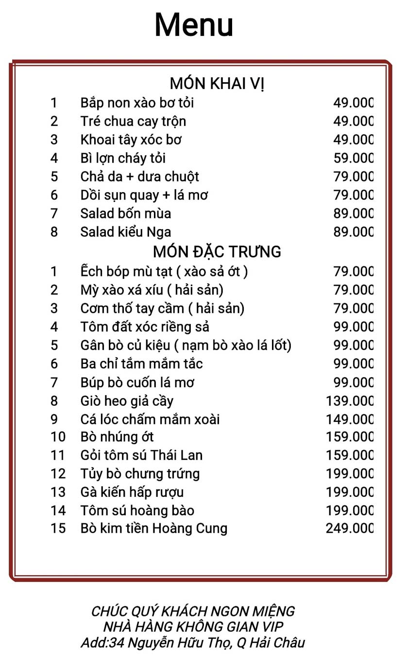 Bảng giá 