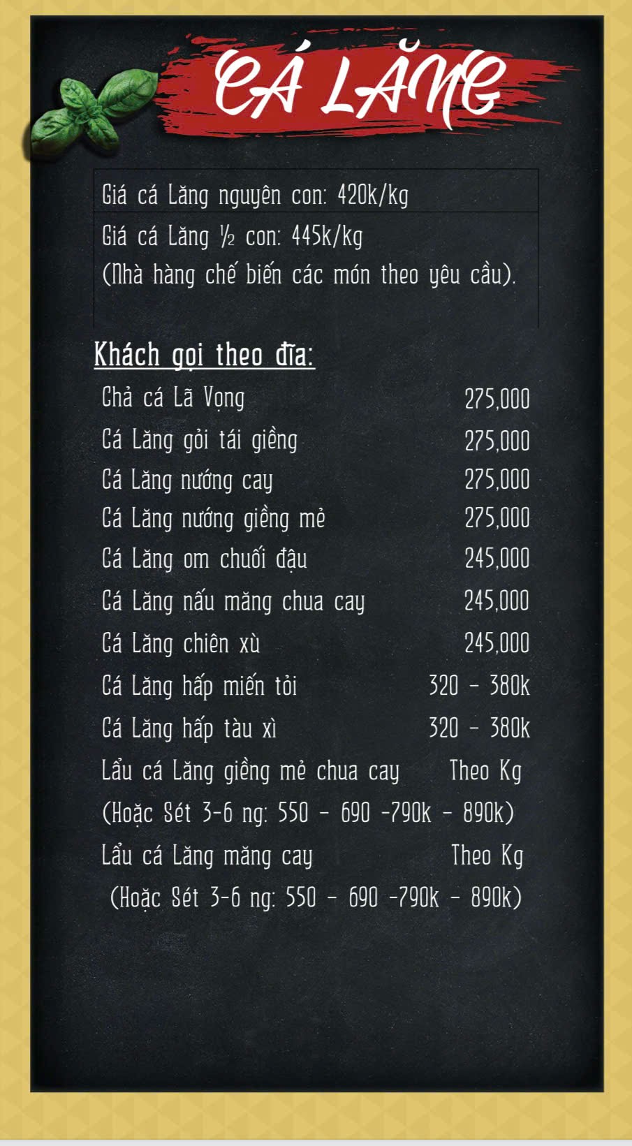 Bảng giá 